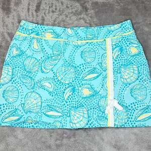 Lilly Pulitzer Women’s Shorely Blue Toss up clam jam Skort, Size 12
